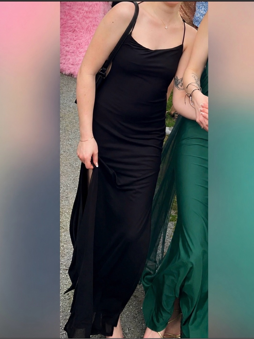 Low Back Double Leg Slit Black Elegant Evening dress - Women's Formal Dress